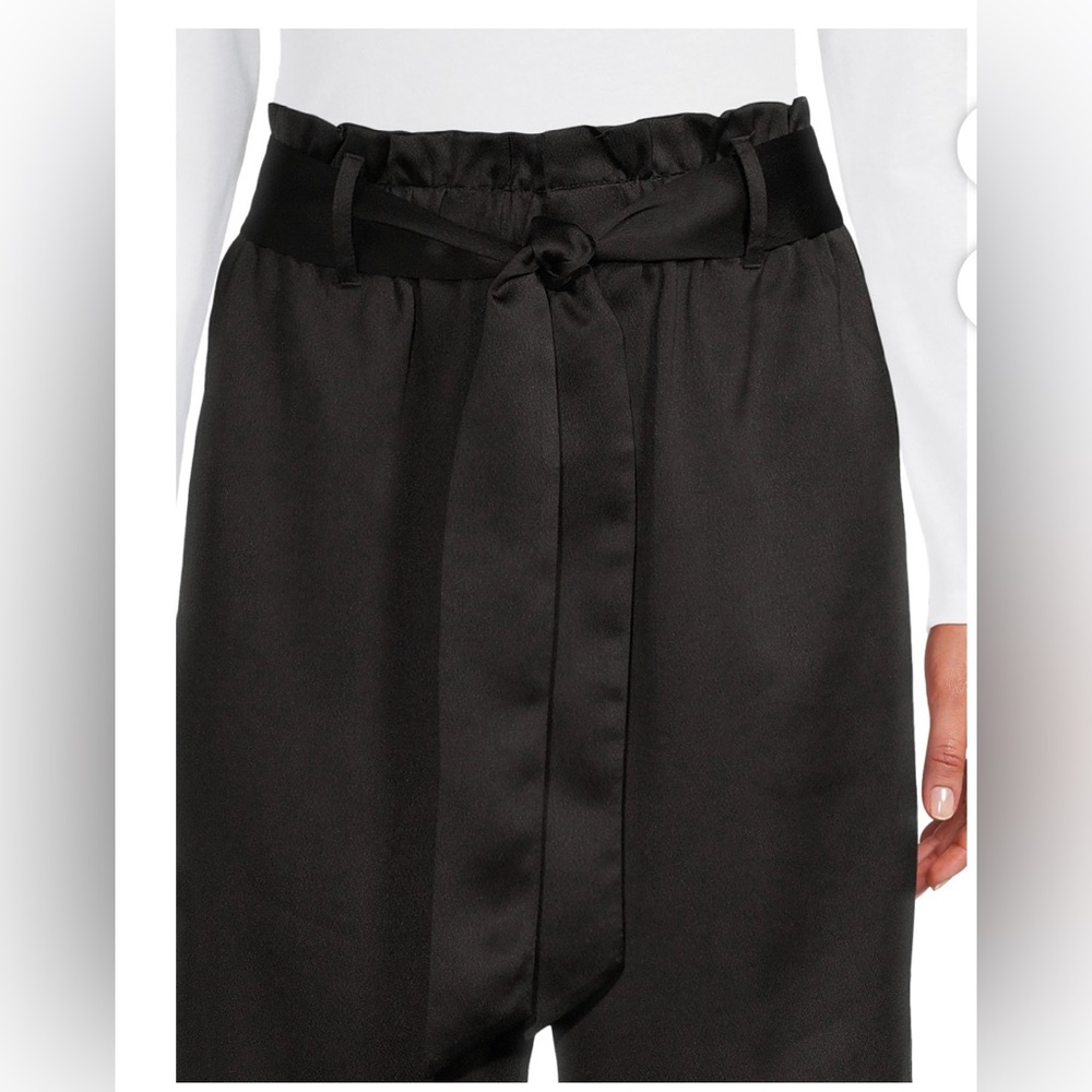 Satin paper bag waist wide leg pants are so flattering! The pant of the season!